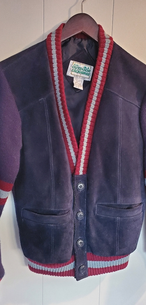 Outdoor exchange leather navy jacket